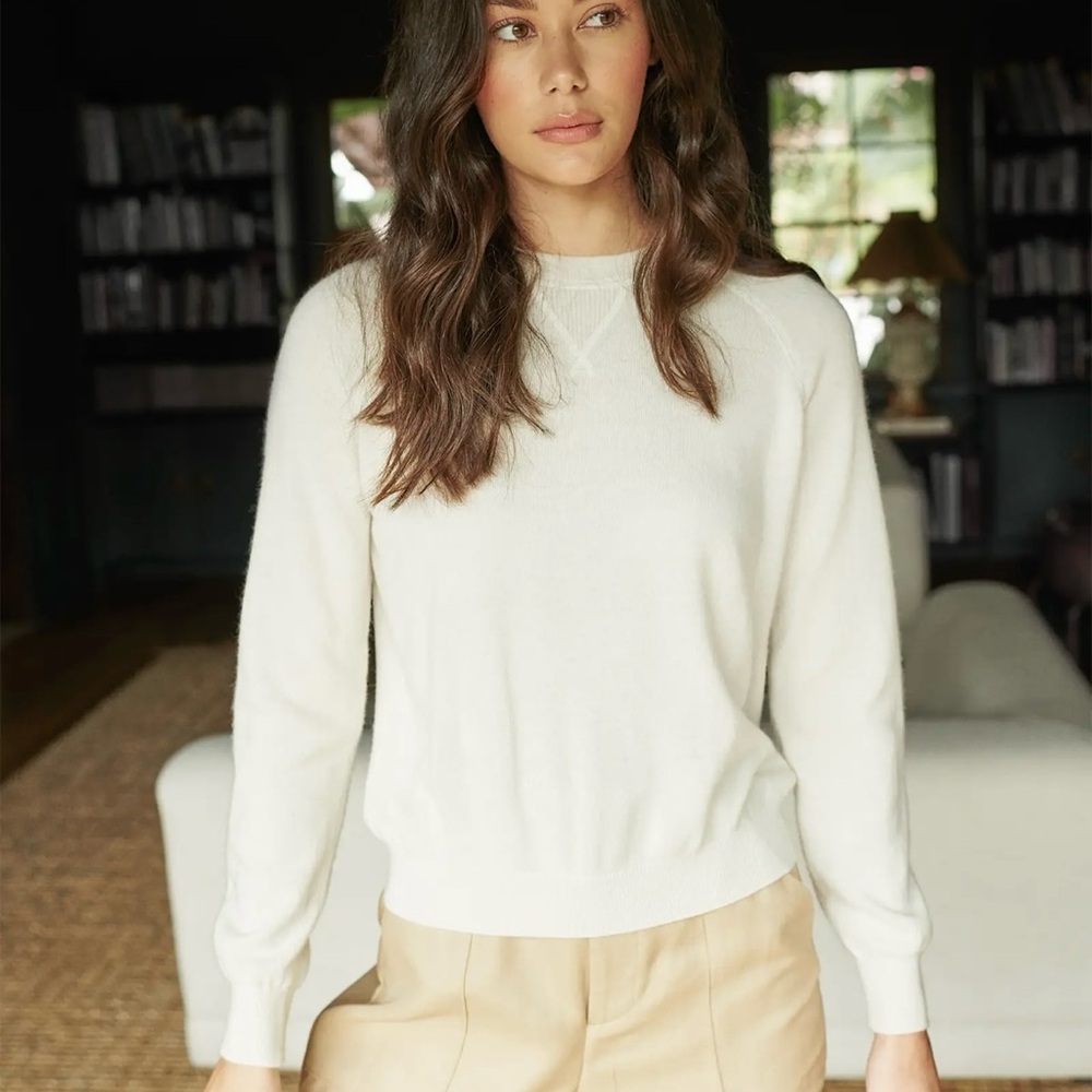 Quince Women's Soft White Crew Neck Sweater